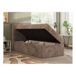 Łóżko kontynentalne TILIO 90x200 - H3 - brązowy, sztruks - strona lewa