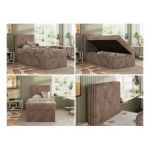 Łóżko kontynentalne TILIO 90x200 - H3 - brązowy, sztruks - strona lewa