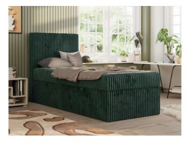Łóżko kontynentalne TILIO 90x200 - H3 - ciemnozielony, sztruks - strona lewa