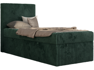Łóżko kontynentalne TILIO 90x200 - H3 - ciemnozielony, sztruks - strona lewa