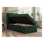 Łóżko kontynentalne TILIO 90x200 - H3 - ciemnozielony, sztruks - strona lewa