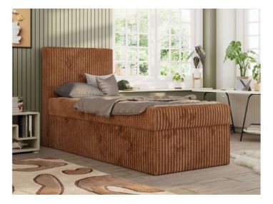 Łóżko kontynentalne TILIO 90x200 - H3 - pomarańczowy, sztruks - strona lewa