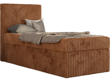 Łóżko kontynentalne TILIO 90x200 - H3 - pomarańczowy, sztruks - strona lewa