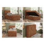 Łóżko kontynentalne TILIO 90x200 - H3 - pomarańczowy, sztruks - strona lewa