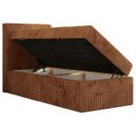 Łóżko kontynentalne TILIO 90x200 - H3 - pomarańczowy, sztruks - strona lewa