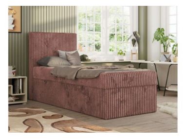 Łóżko kontynentalne TILIO 90x200 - H3 - różowy, sztruks - strona lewa