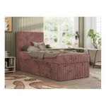 Łóżko kontynentalne TILIO 90x200 - H3 - różowy, sztruks - strona lewa