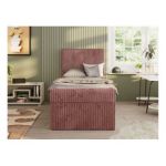 Łóżko kontynentalne TILIO 90x200 - H3 - różowy, sztruks - strona lewa