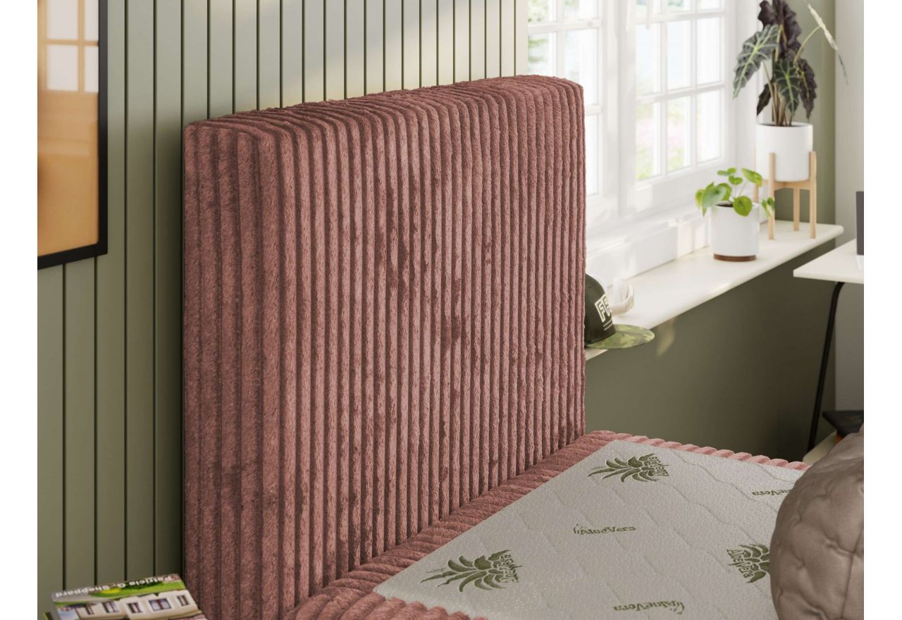 Łóżko kontynentalne TILIO 90x200 - H3 - różowy, sztruks - strona lewa