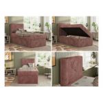 Łóżko kontynentalne TILIO 90x200 - H3 - różowy, sztruks - strona lewa