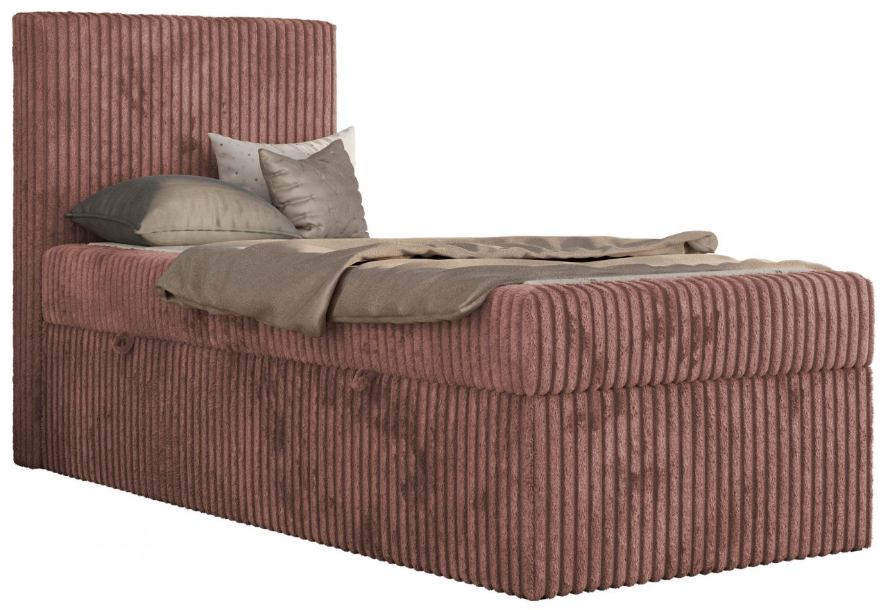 Łóżko kontynentalne TILIO 90x200 - H3 - różowy, sztruks - strona lewa