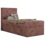 Łóżko kontynentalne TILIO 90x200 - H3 - różowy, sztruks - strona lewa