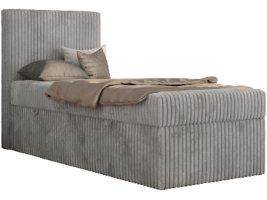 Łóżko kontynentalne TILIO 90x200 - H3 - jasnoszary, sztruks - strona lewa