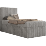 Łóżko kontynentalne TILIO 90x200 - H3 - jasnoszary, sztruks - strona lewa