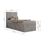 Łóżko kontynentalne TILIO 90x200 - H3 - jasnoszary, sztruks - strona lewa