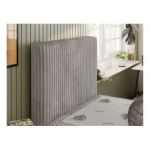 Łóżko kontynentalne TILIO 90x200 - H3 - jasnoszary, sztruks - strona lewa