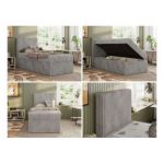 Łóżko kontynentalne TILIO 90x200 - H3 - jasnoszary, sztruks - strona lewa