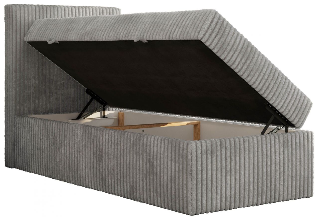 Łóżko kontynentalne TILIO 90x200 - H3 - jasnoszary, sztruks - strona lewa