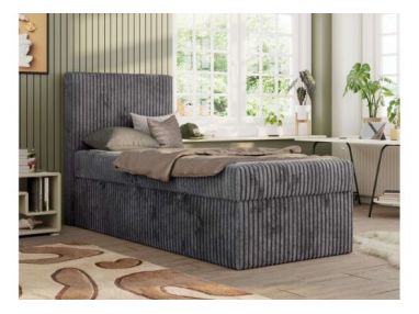 Łóżko kontynentalne TILIO 90x200 - H3 - ciemnoszary, sztruks - strona lewa