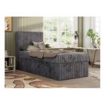 Łóżko kontynentalne TILIO 90x200 - H3 - ciemnoszary, sztruks - strona lewa