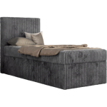 Łóżko kontynentalne TILIO 90x200 - H3 - ciemnoszary, sztruks - strona lewa
