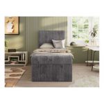 Łóżko kontynentalne TILIO 90x200 - H3 - ciemnoszary, sztruks - strona lewa