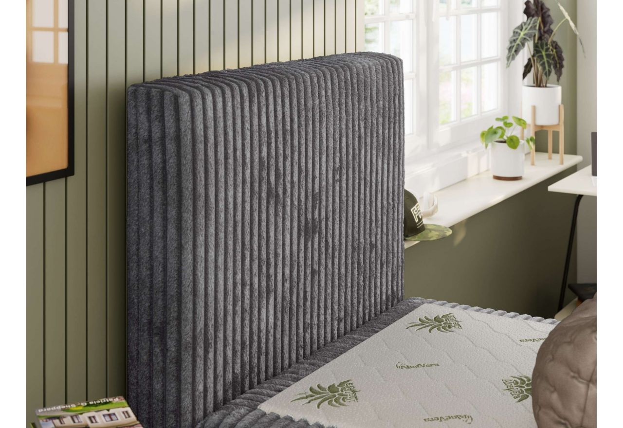 Łóżko kontynentalne TILIO 90x200 - H3 - ciemnoszary, sztruks - strona lewa