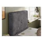 Łóżko kontynentalne TILIO 90x200 - H3 - ciemnoszary, sztruks - strona lewa