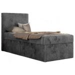 Łóżko kontynentalne TILIO 90x200 - H3 - ciemnoszary, sztruks - strona lewa