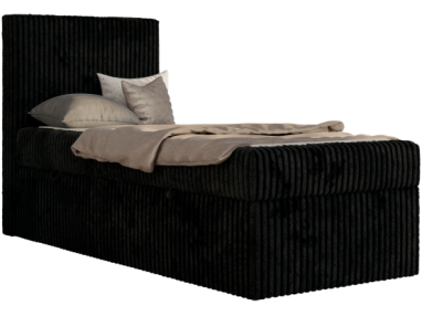 Łóżko kontynentalne TILIO 90x200 - H3 - czarny, sztruks - strona lewa