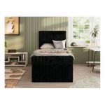 Łóżko kontynentalne TILIO 90x200 - H3 - czarny, sztruks - strona lewa