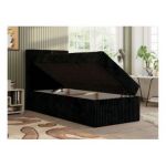 Łóżko kontynentalne TILIO 90x200 - H3 - czarny, sztruks - strona lewa