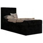 Łóżko kontynentalne TILIO 90x200 - H3 - czarny, sztruks - strona lewa