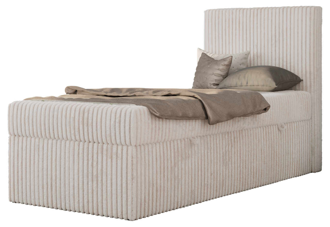 Łóżko kontynentalne TILIO 90x200 - H3 - beżowy, sztruks - strona prawa