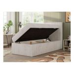 Łóżko kontynentalne TILIO 90x200 - H3 - beżowy, sztruks - strona prawa