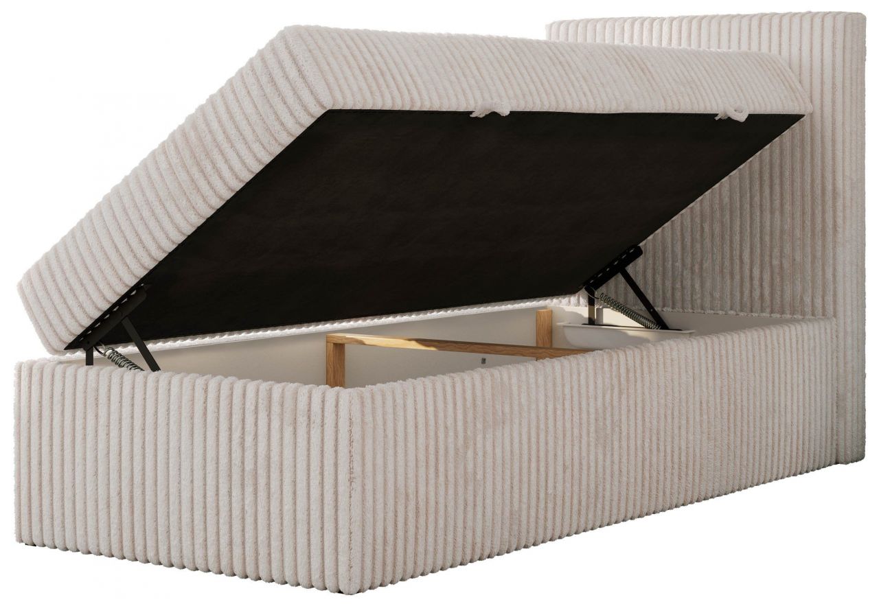 Łóżko kontynentalne TILIO 90x200 - H3 - beżowy, sztruks - strona prawa