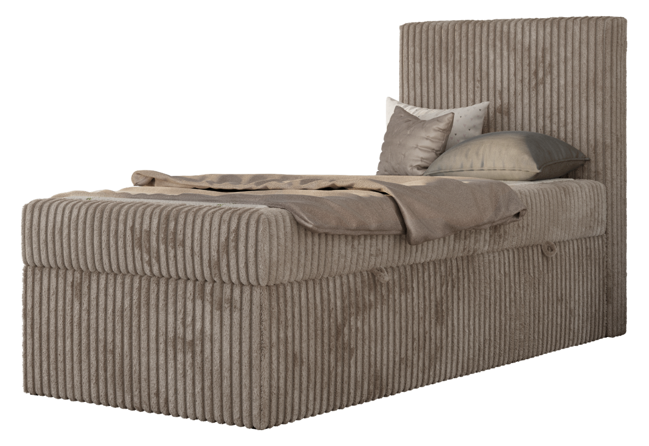 Łóżko kontynentalne TILIO 90x200 - H3 - jasnobrązowy, sztruks - strona prawa