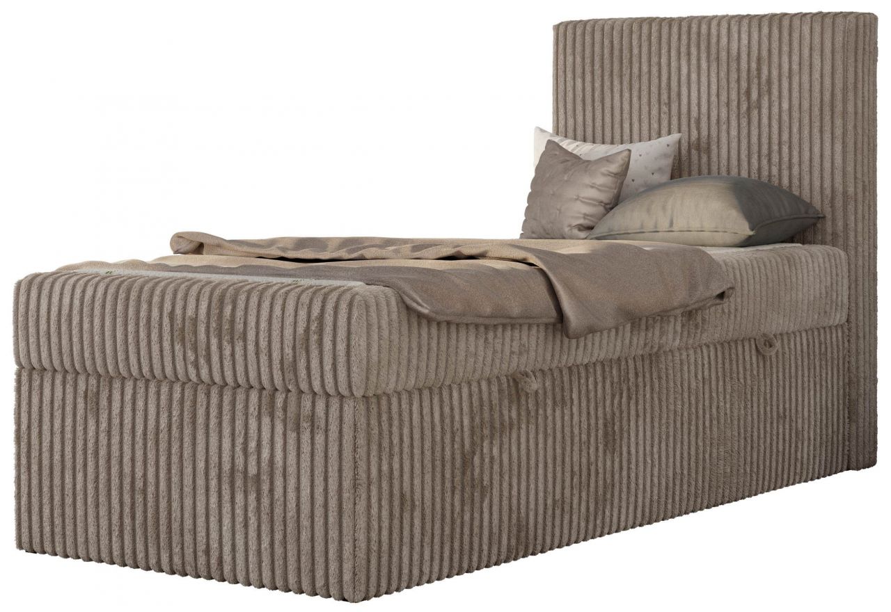 Łóżko kontynentalne TILIO 90x200 - H3 - jasnobrązowy, sztruks - strona prawa