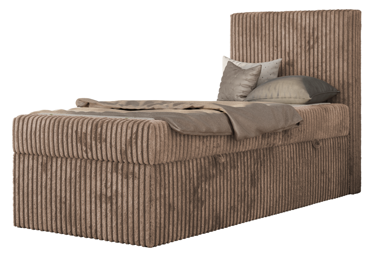 Łóżko kontynentalne TILIO 90x200 - H3 - brązowy, sztruks - strona prawa