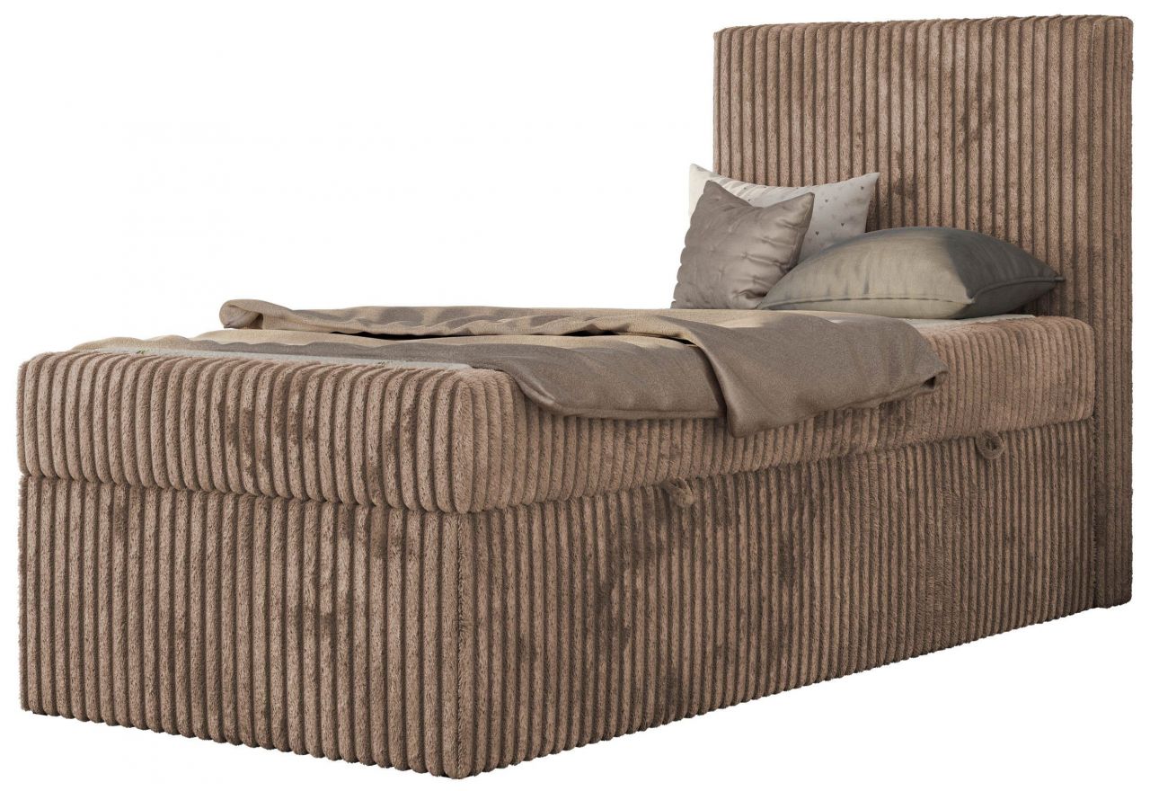 Łóżko kontynentalne TILIO 90x200 - H3 - brązowy, sztruks - strona prawa