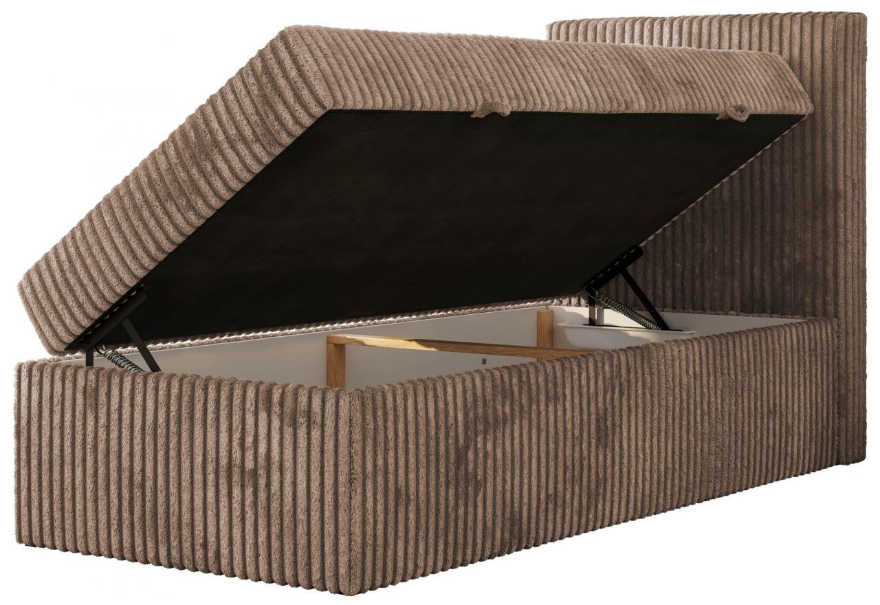 Łóżko kontynentalne TILIO 90x200 - H3 - brązowy, sztruks - strona prawa