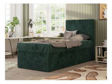 Łóżko kontynentalne TILIO 90x200 - H3 - ciemnozielony, sztruks - strona prawa
