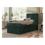 Łóżko kontynentalne TILIO 90x200 - H3 - ciemnozielony, sztruks - strona prawa