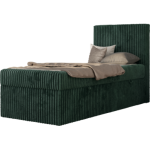 Łóżko kontynentalne TILIO 90x200 - H3 - ciemnozielony, sztruks - strona prawa