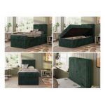 Łóżko kontynentalne TILIO 90x200 - H3 - ciemnozielony, sztruks - strona prawa