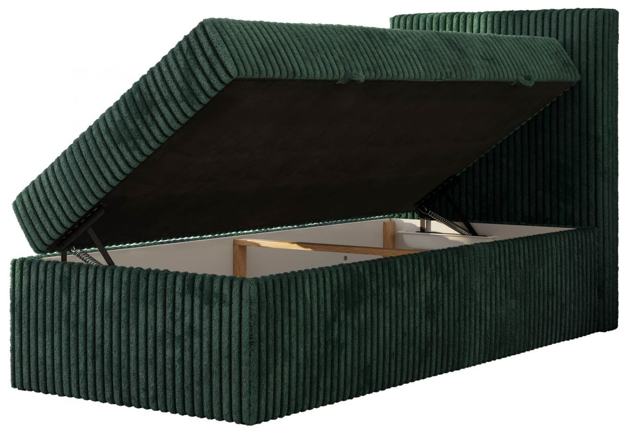 Łóżko kontynentalne TILIO 90x200 - H3 - ciemnozielony, sztruks - strona prawa
