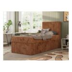 Łóżko kontynentalne TILIO 90x200 - H3 - pomarańczowy, sztruks - strona prawa