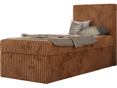 Łóżko kontynentalne TILIO 90x200 - H3 - pomarańczowy, sztruks - strona prawa