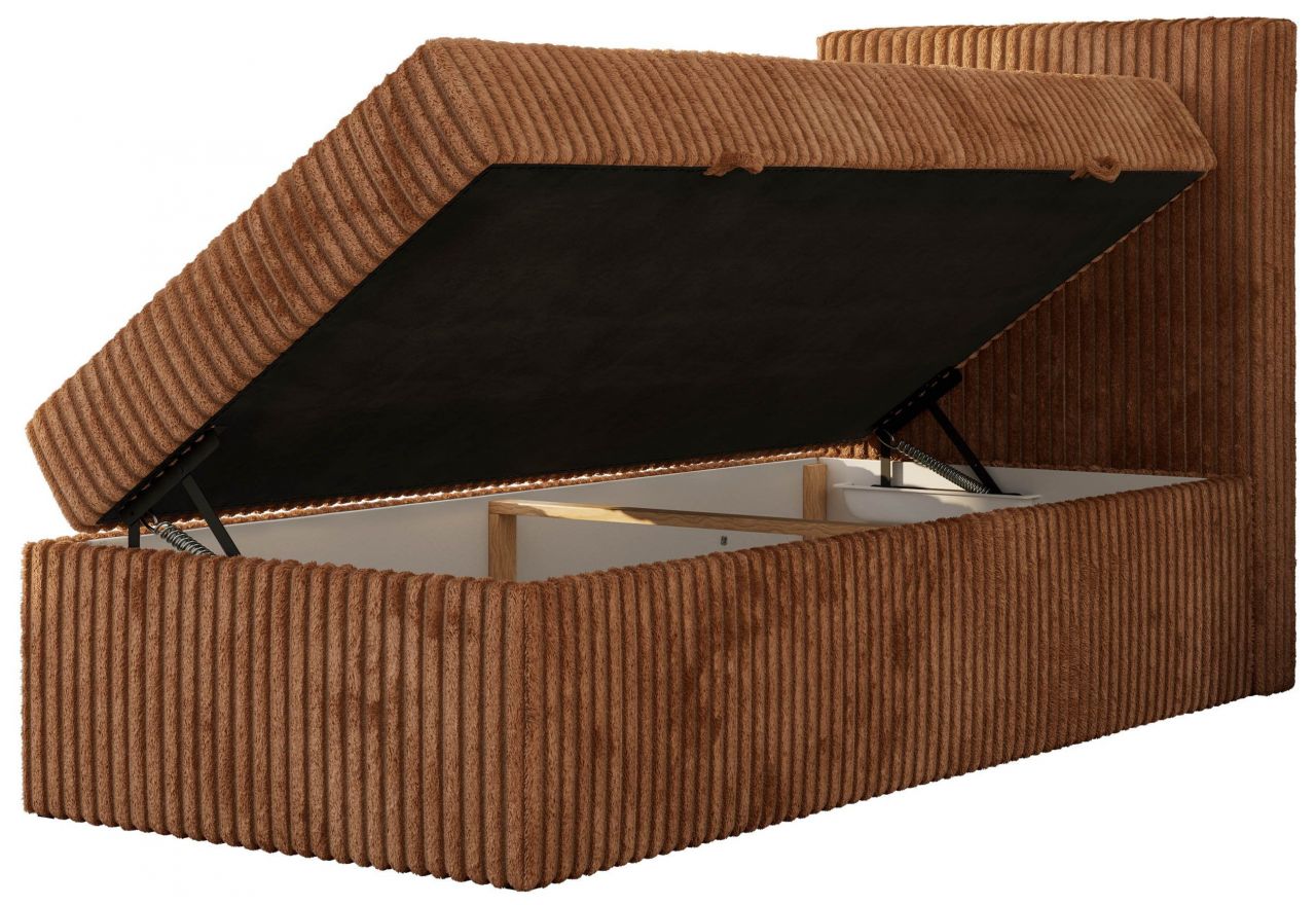 Łóżko kontynentalne TILIO 90x200 - H3 - pomarańczowy, sztruks - strona prawa