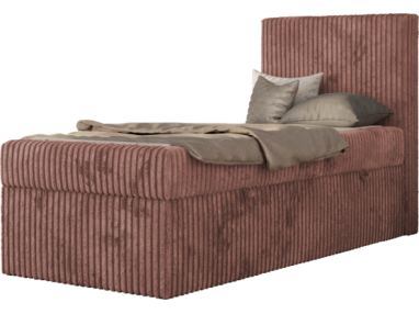 Łóżko kontynentalne TILIO 90x200 - H3 - różowy, sztruks - strona prawa